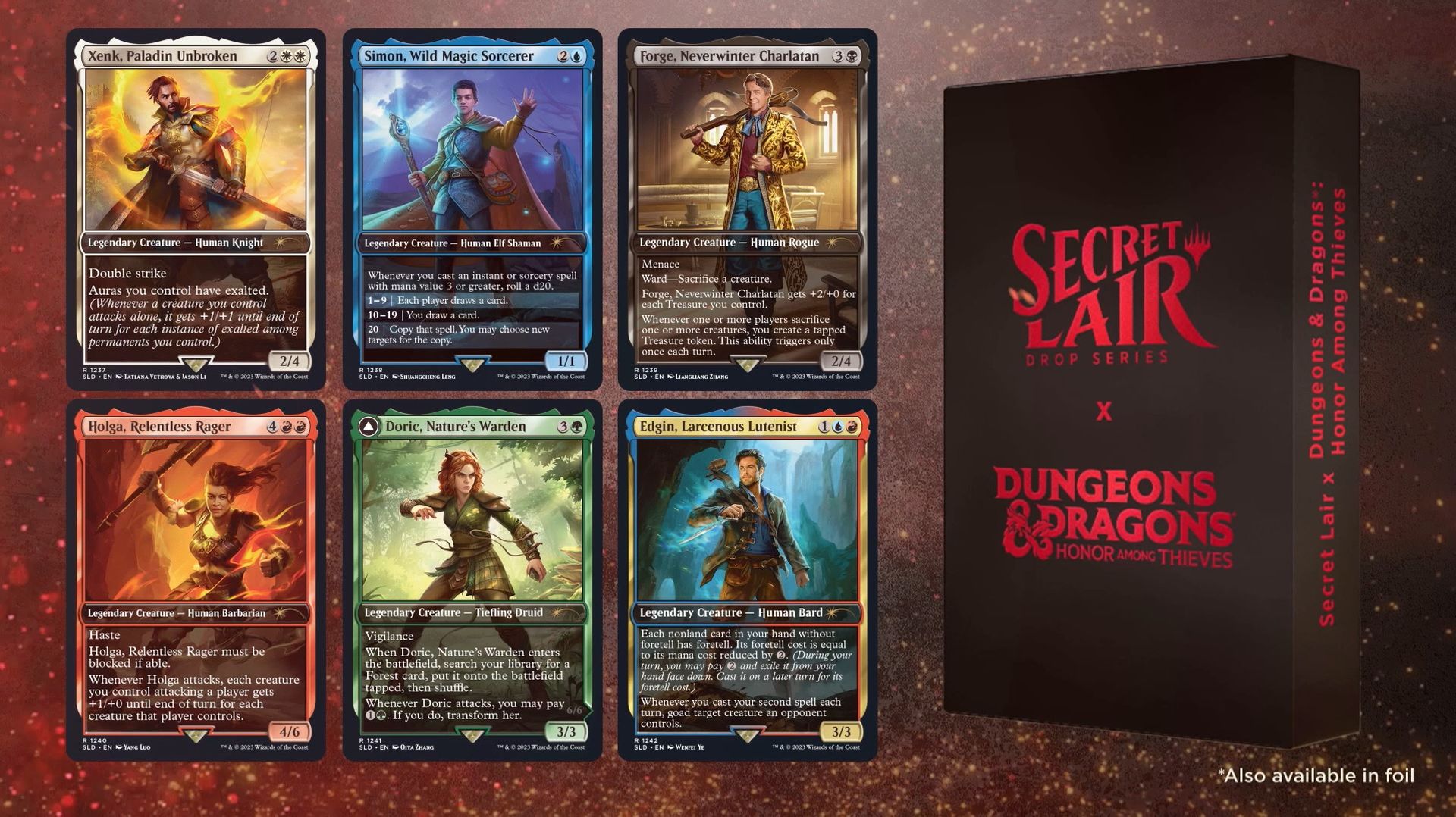 All of the Honor Among Thieves D&D MTG cards released in the Secret Lair Drop