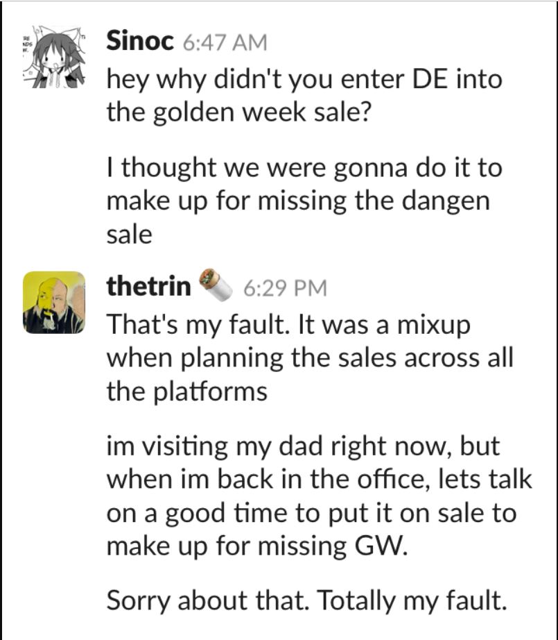 Dangen admits to Golden Week Sale mistake
