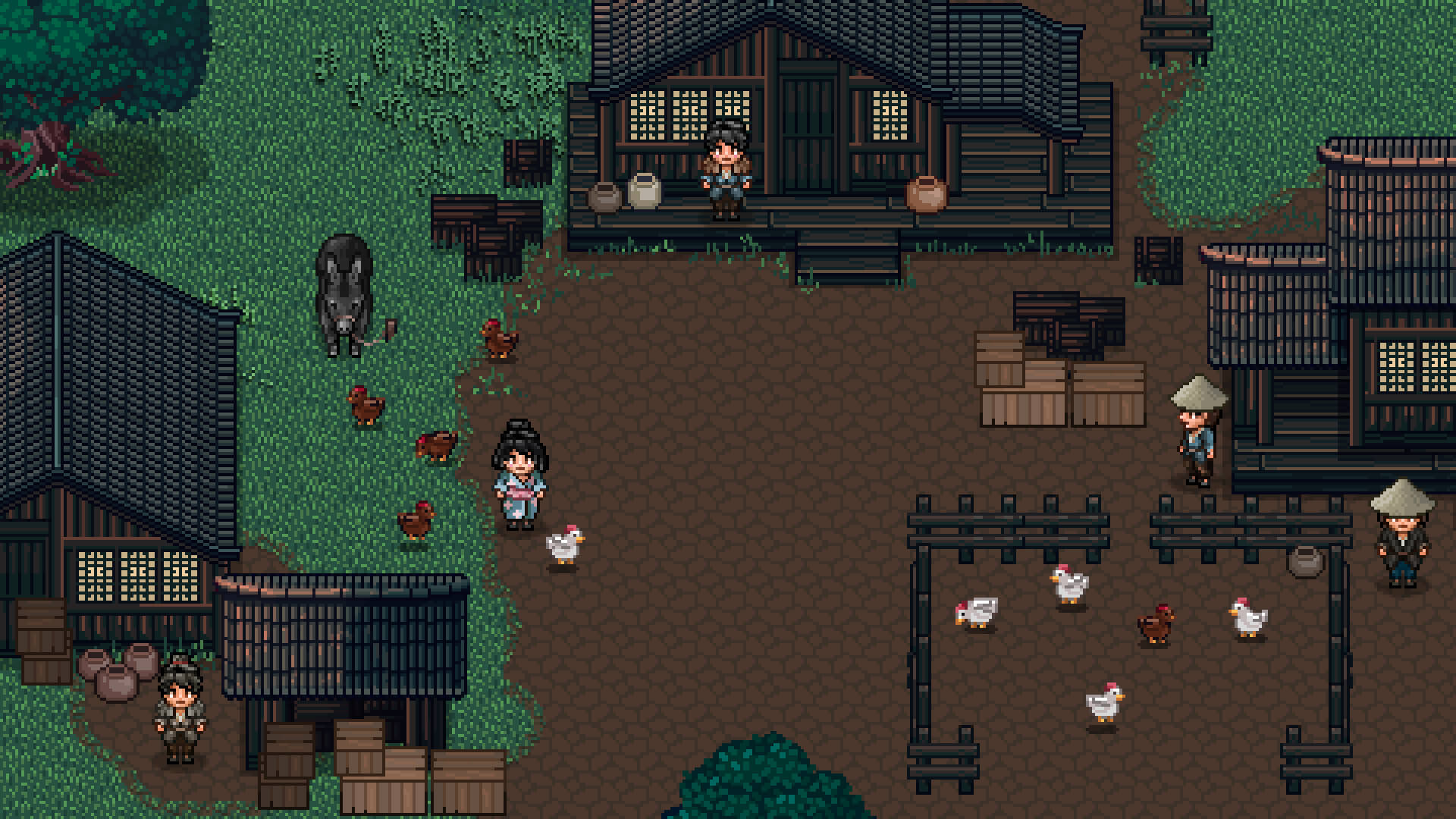 The player standing on their farm in Daomei Village