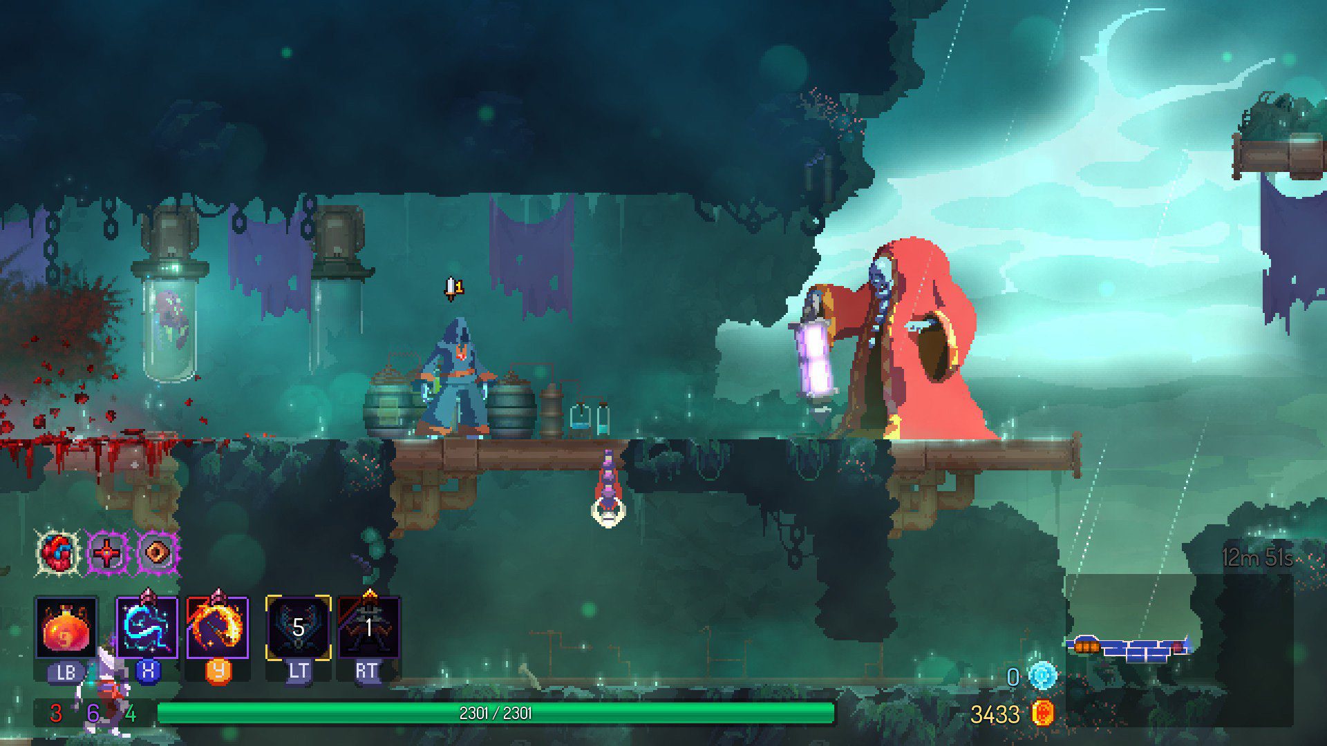 Dead cells gameplay screenshot, skeleton boss fight