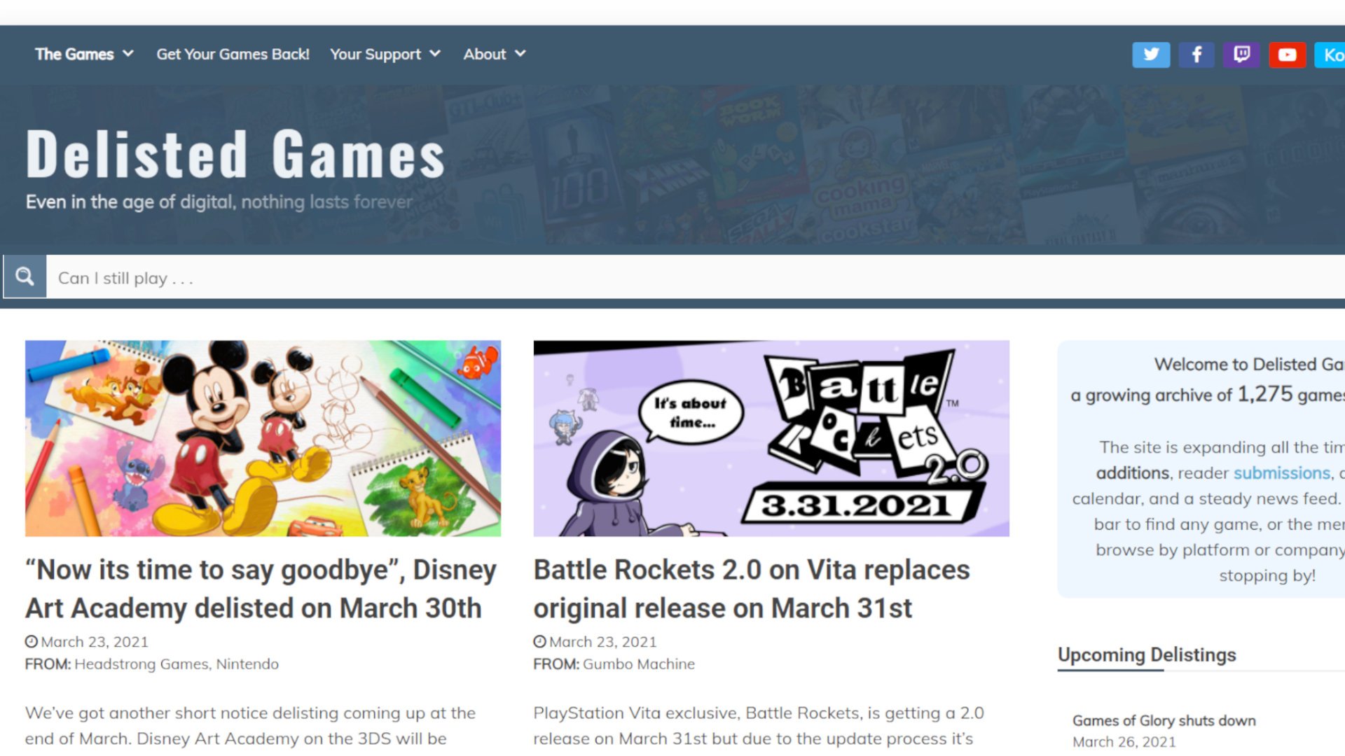 Delisted Games Website