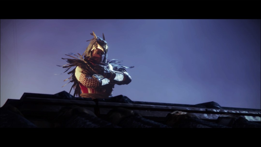 The Warlock Osiris looking over a battle, arms crossed