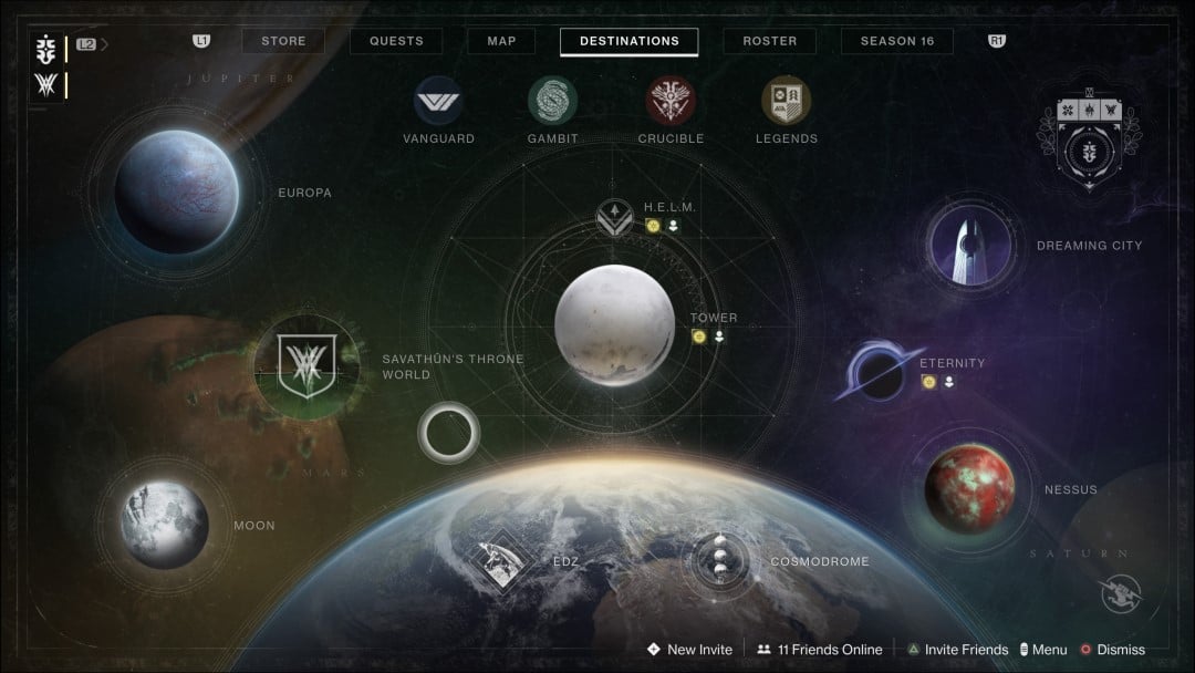 The current Director map for Destiny 2 The Witch Queen