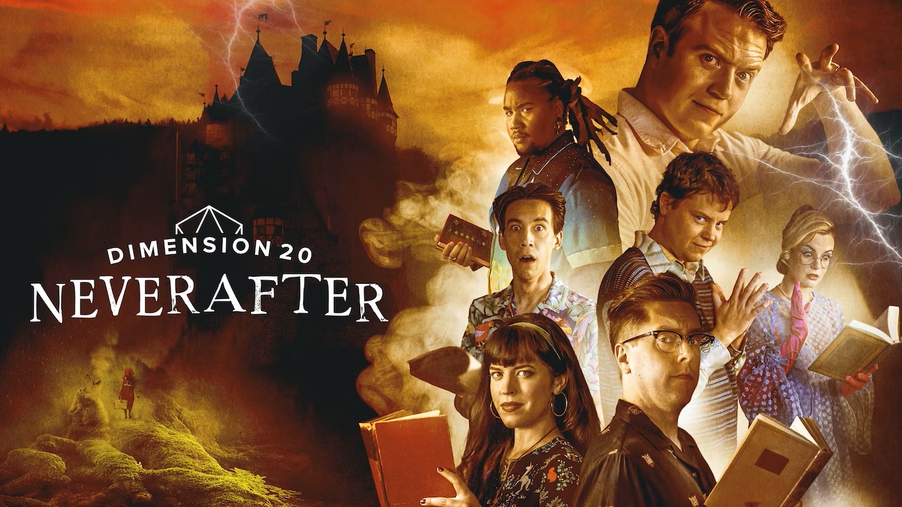 Key art for Dimension 20's twisted fairy tale season Neverafter