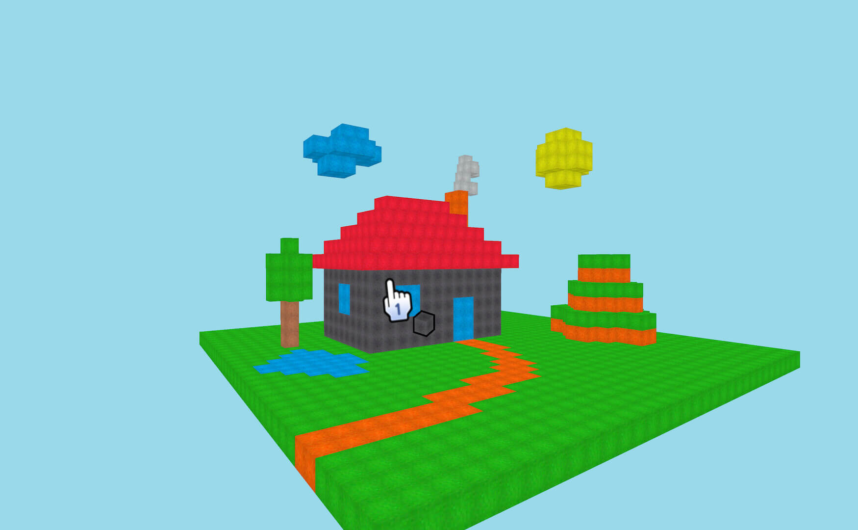 A random freeware game depicting a blocky house in the Dolphin emulator on Steam