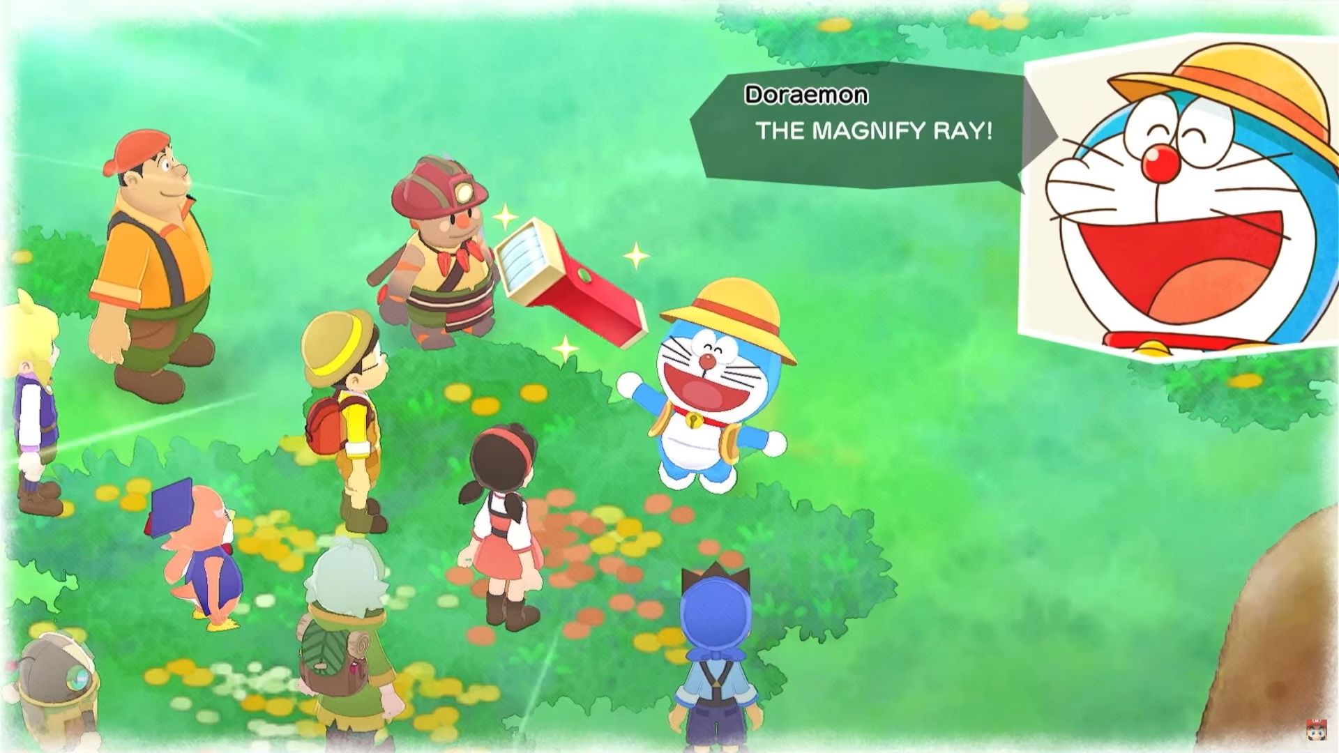 Doraemon showing off a gadget in Doraemon: Story of Seasons - Friends of the Great Kingdom in today's Nintendo Direct Mini