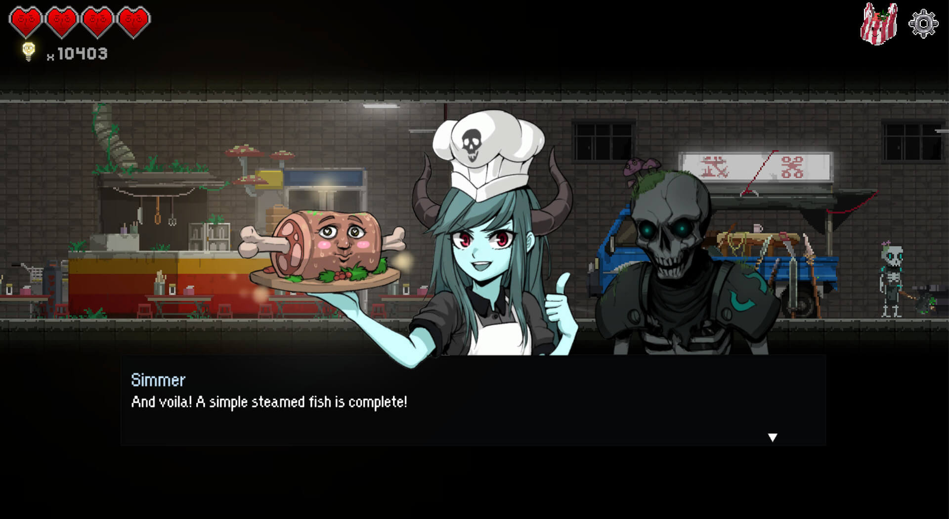 A dialogue scene in Dungeon Munchies