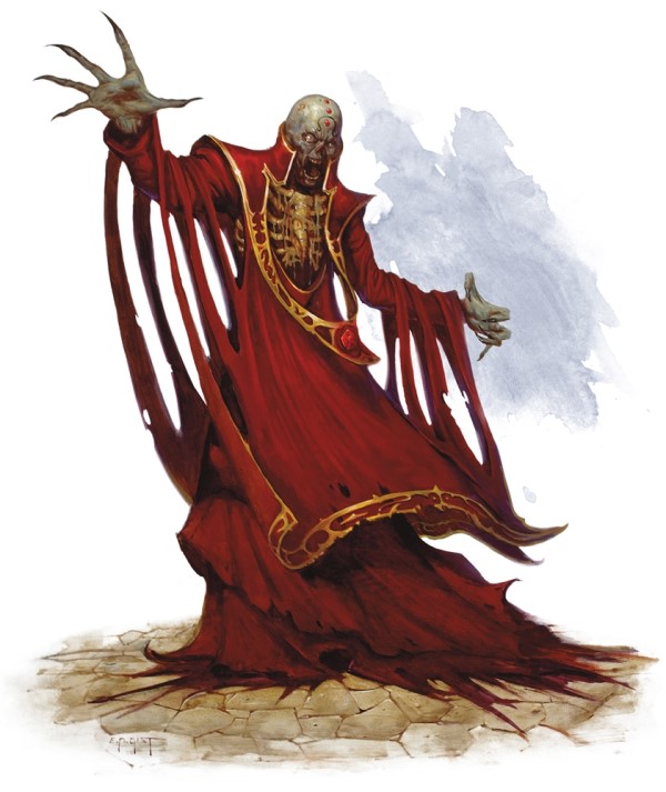 A lich in red robes from Dungeons and Dragons 5e