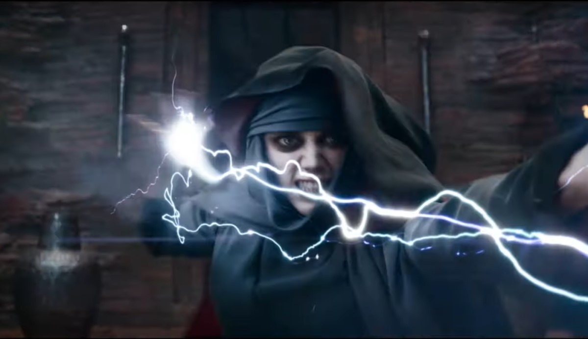 A wizard casting lightning bolt