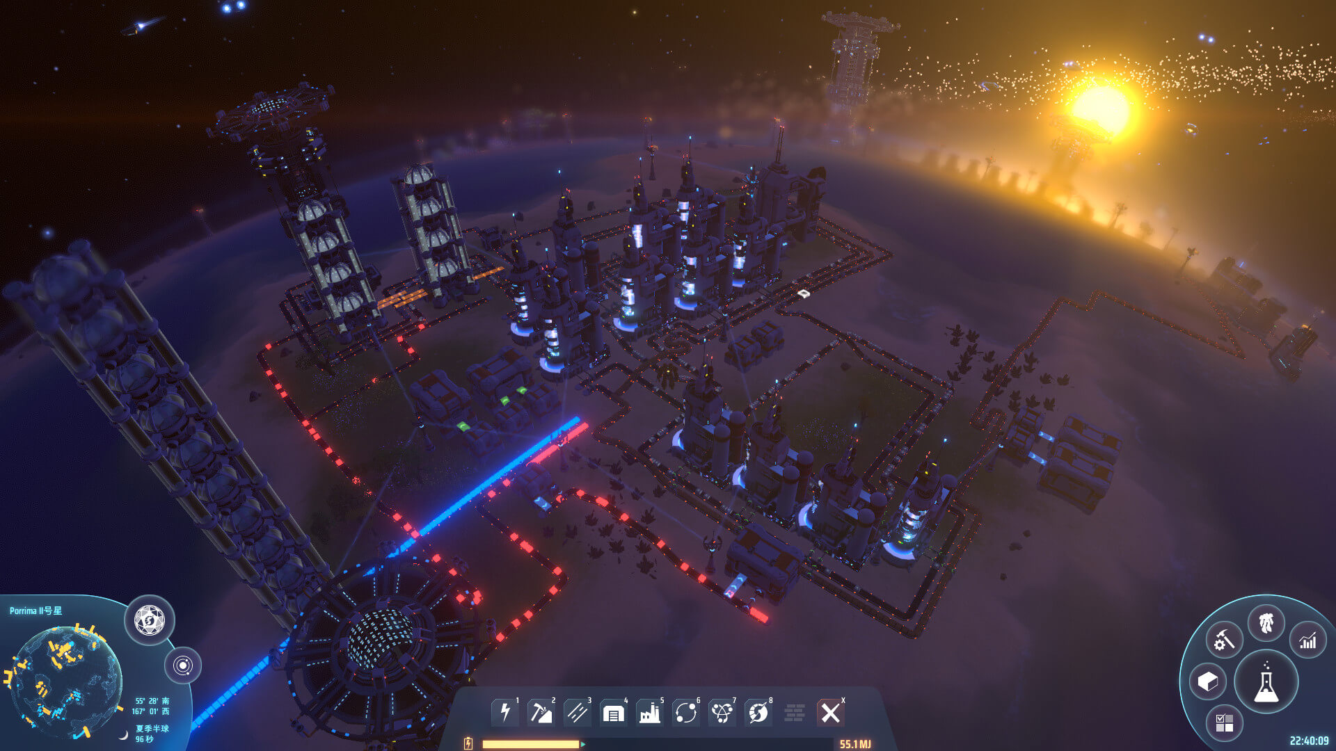 A typical gameplay scene in Dyson Sphere Program
