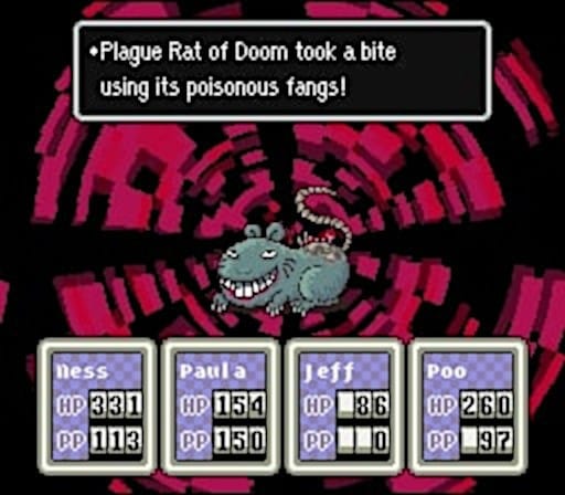 A shot of the combat system in EarthBound