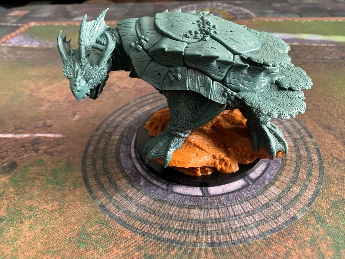 A close up pic of the boss miniature from Epic Encounters Cove of the Dragon Turtle