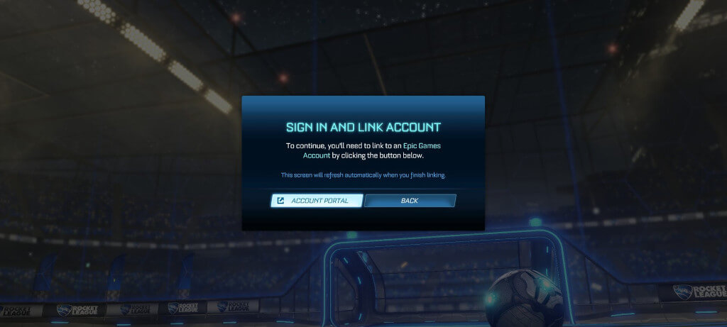 Rocket League telling Steam users to create an Epic Games Store account