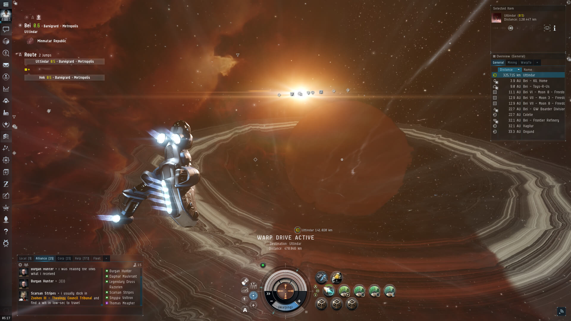 A player flying towards a planet in Eve Online