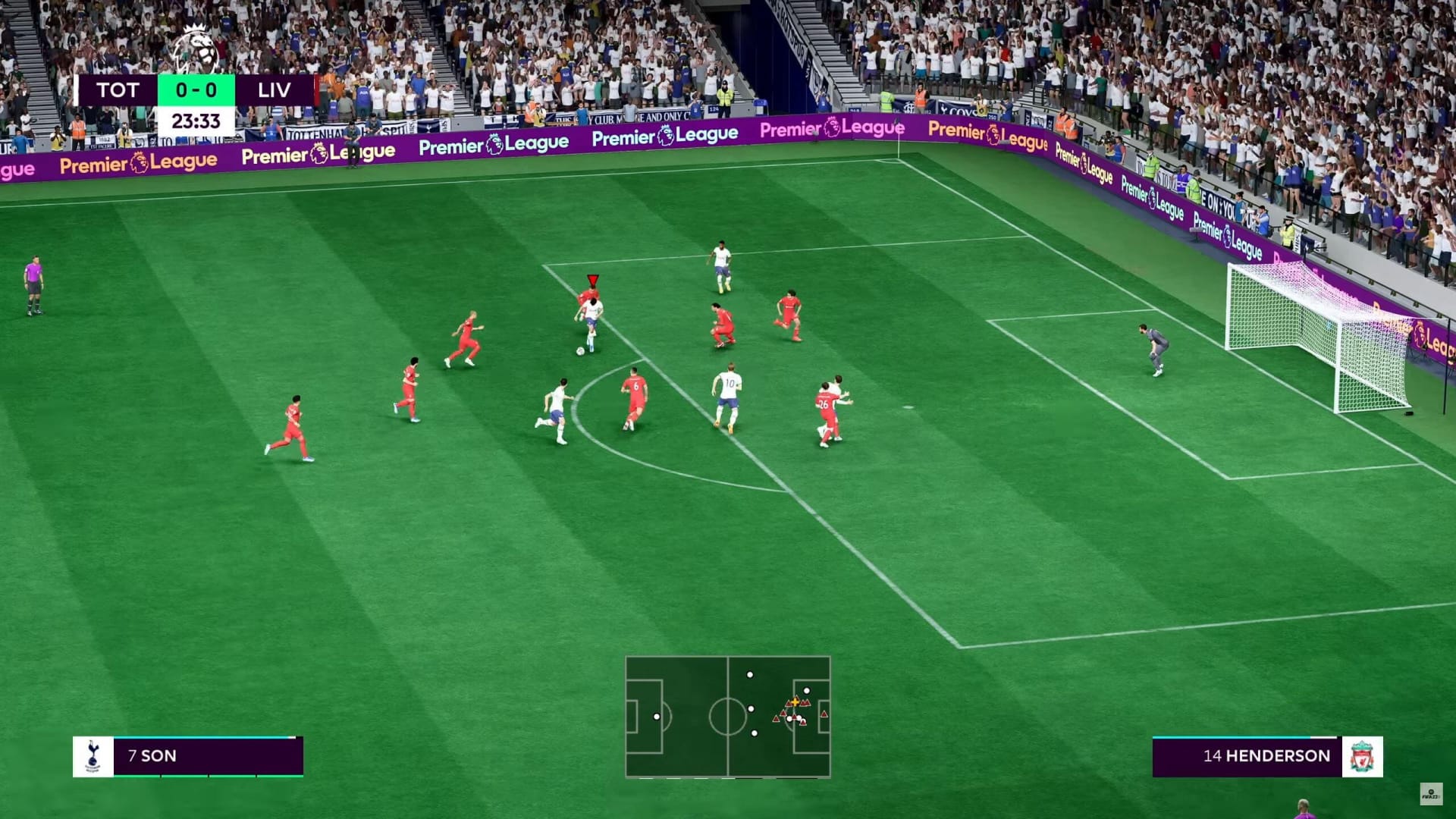 An on-pitch gameplay shot of FIFA 23