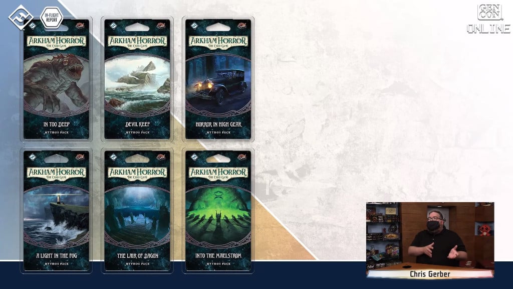 The six new Mythos Packs in Fantasy Flight's Arkham Horror card game