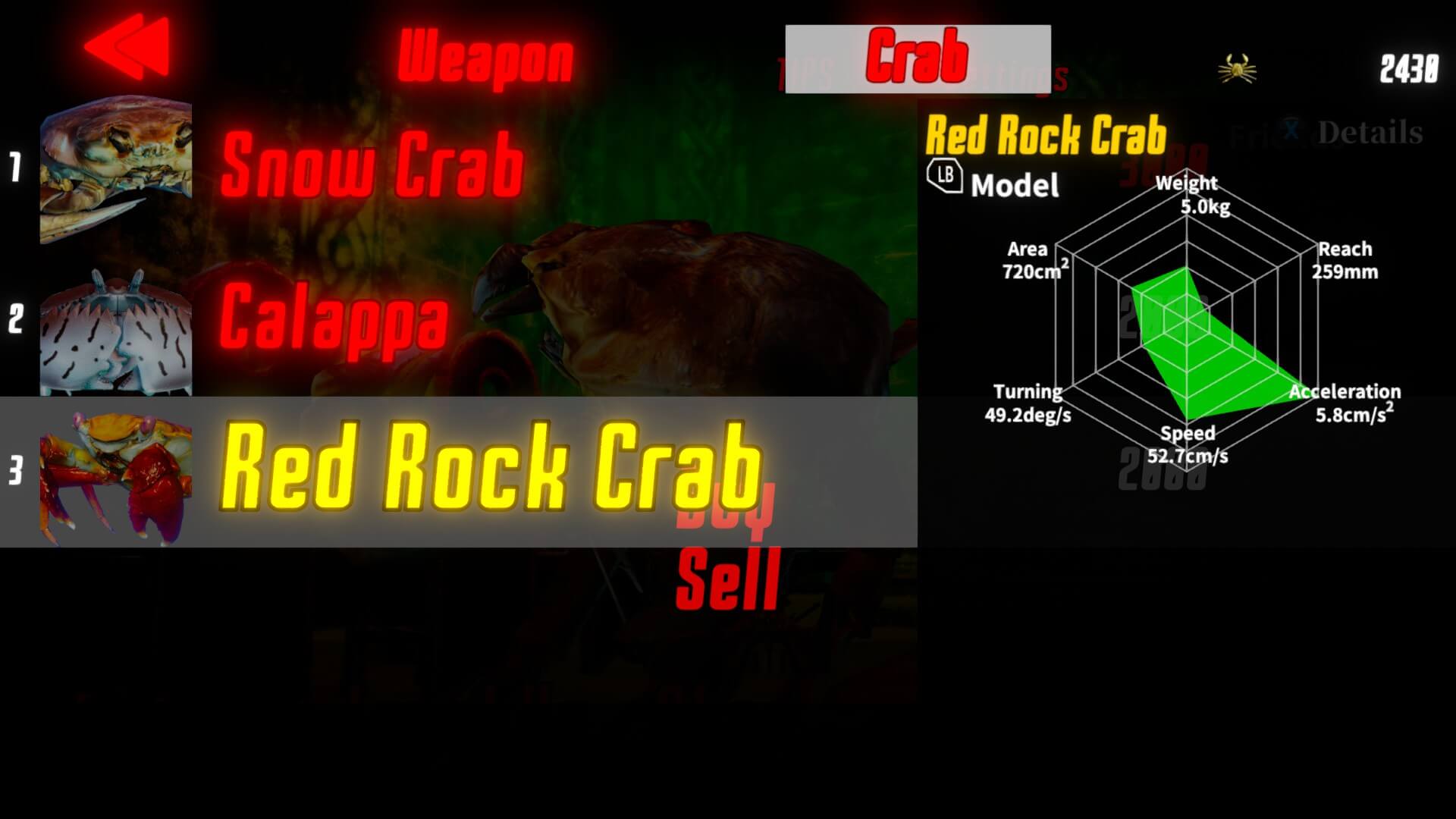 Fight Crab Statistics