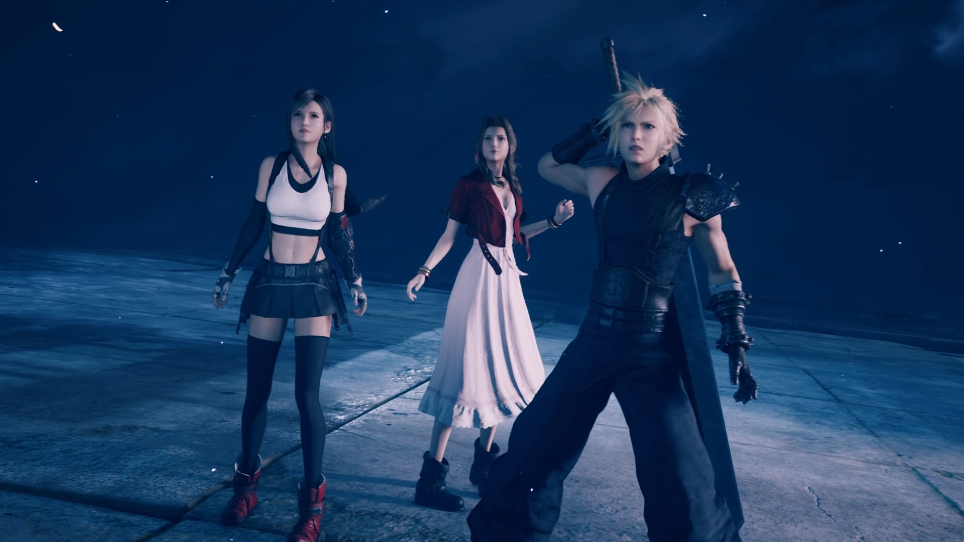 Cloud and other characters standing together