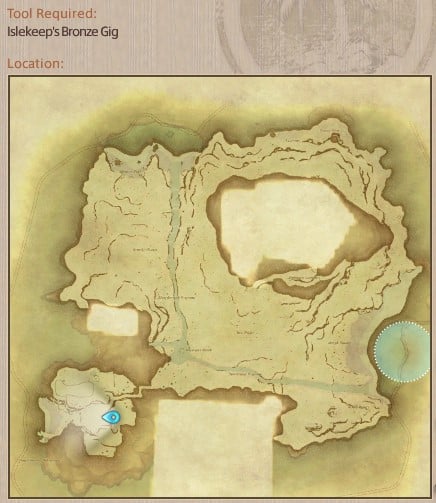 Map showing Final Fantasy XIV Island Sanctuary Island Jellyfish gathering location.