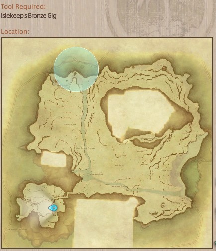 Map showing Final Fantasy XIV Island Sanctuary Islefish gathering location.