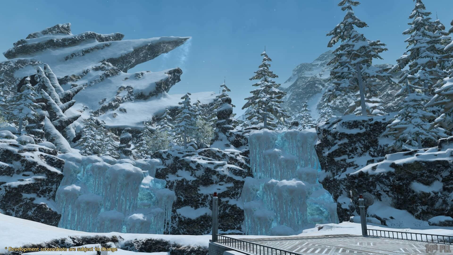 The first view of the Lapis Manalis dungeon, a snowy expanse, in Final Fantasy XIV Patch 6.3