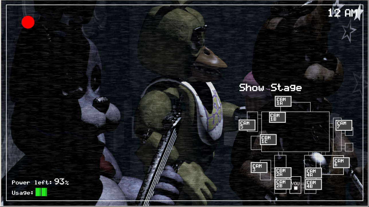 Several animatronic mascots in Five Nights at Freddy's