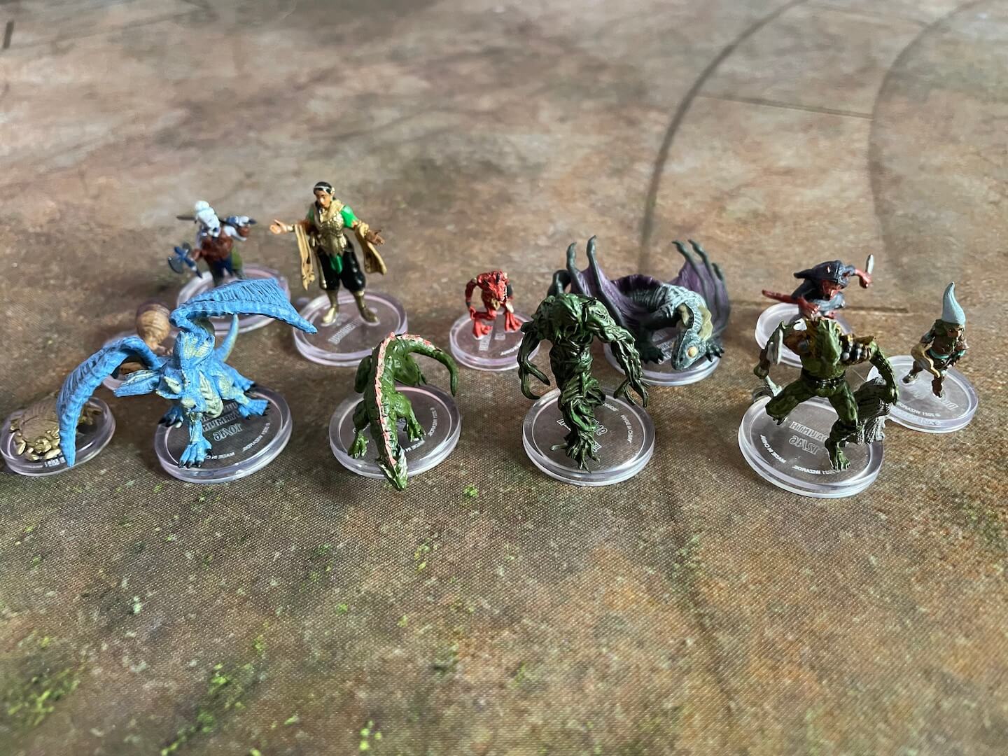 The common miniatures from Fizban and the crew pose for a pic from the Fizban's Treasury of Dragons Collector's Box