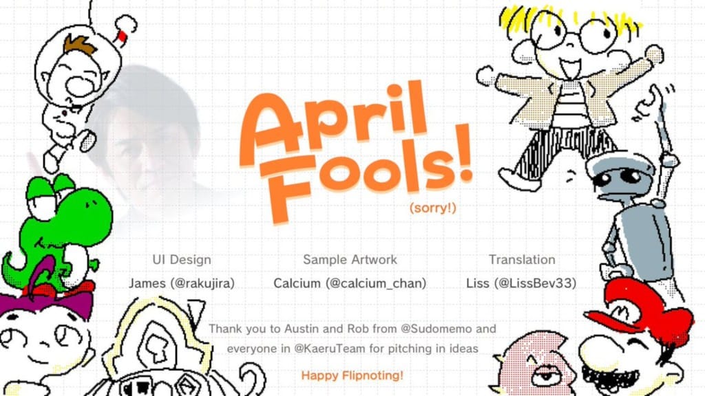 The Flipnote Studio April Fools Day gag