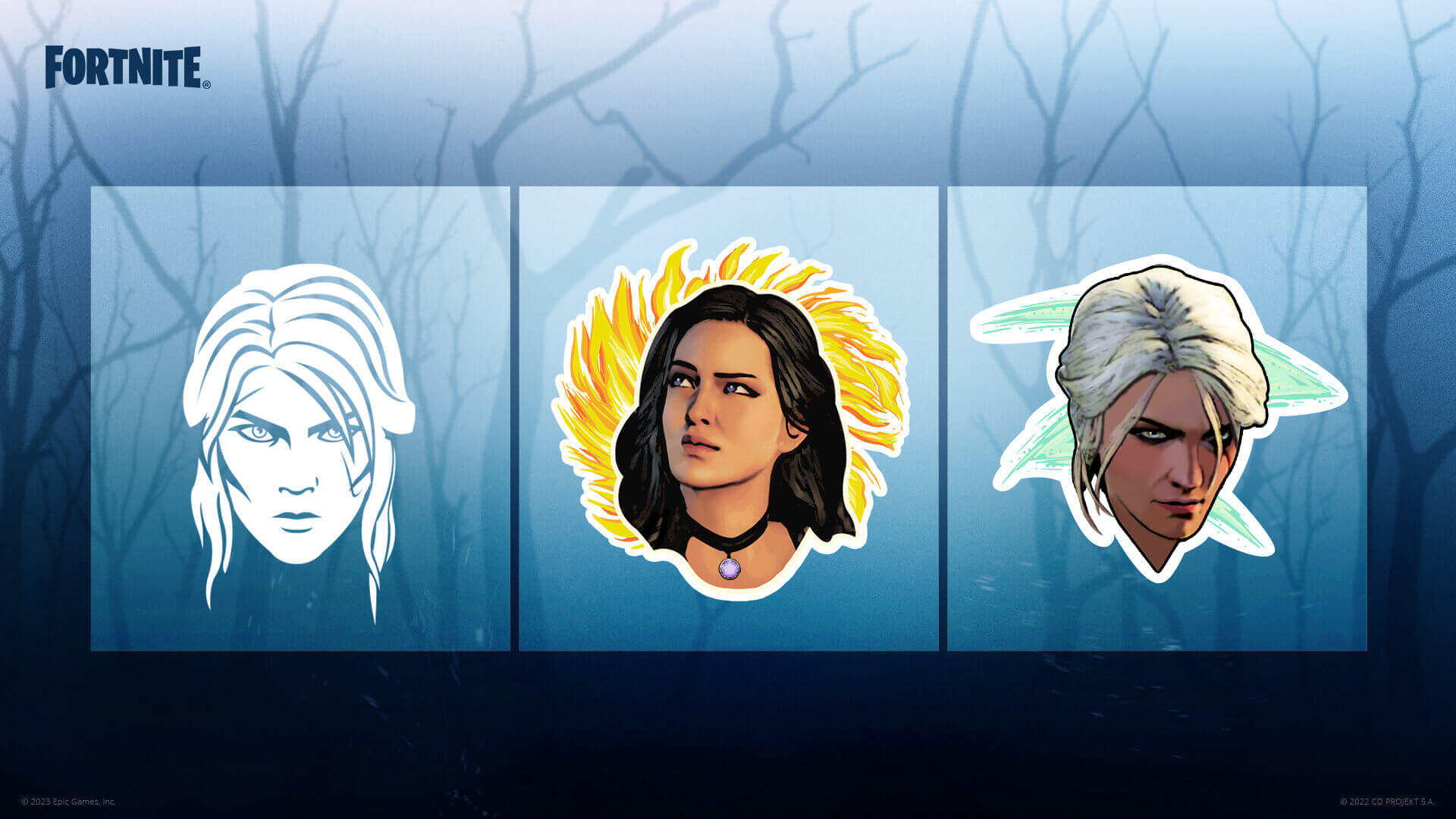 The new emotes and banner you can earn if you complete both islands in the new Fortnite Witcher crossover
