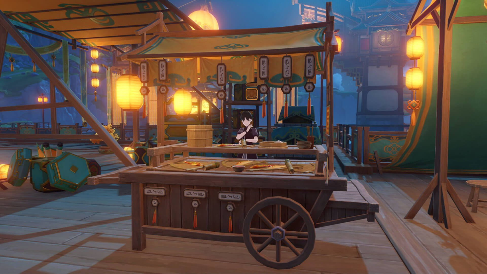 A food stall in Genshin Impact