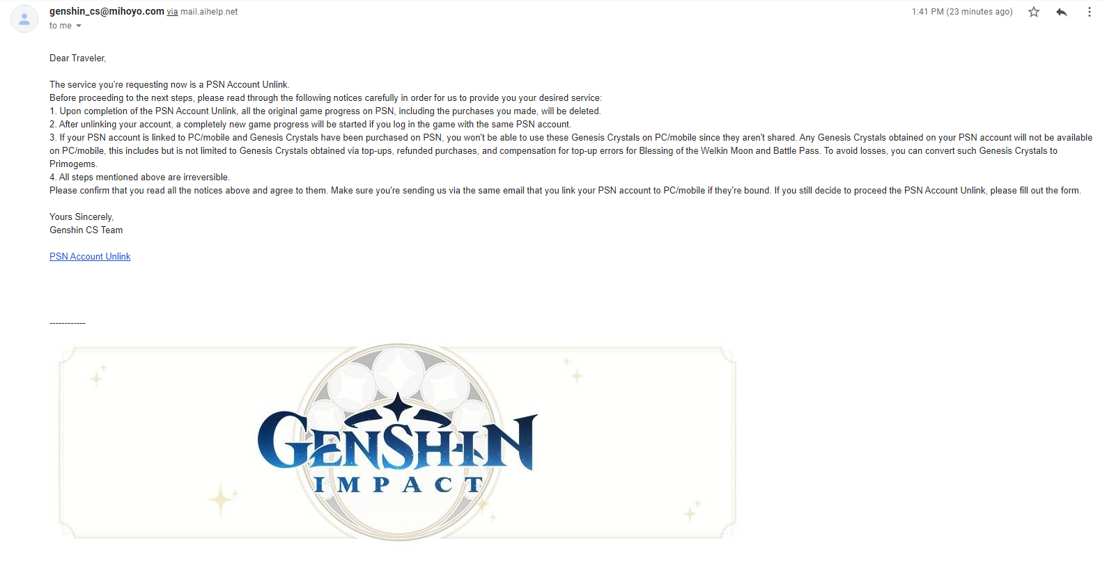 Genshin Impact how to Unlink PlayStation Account