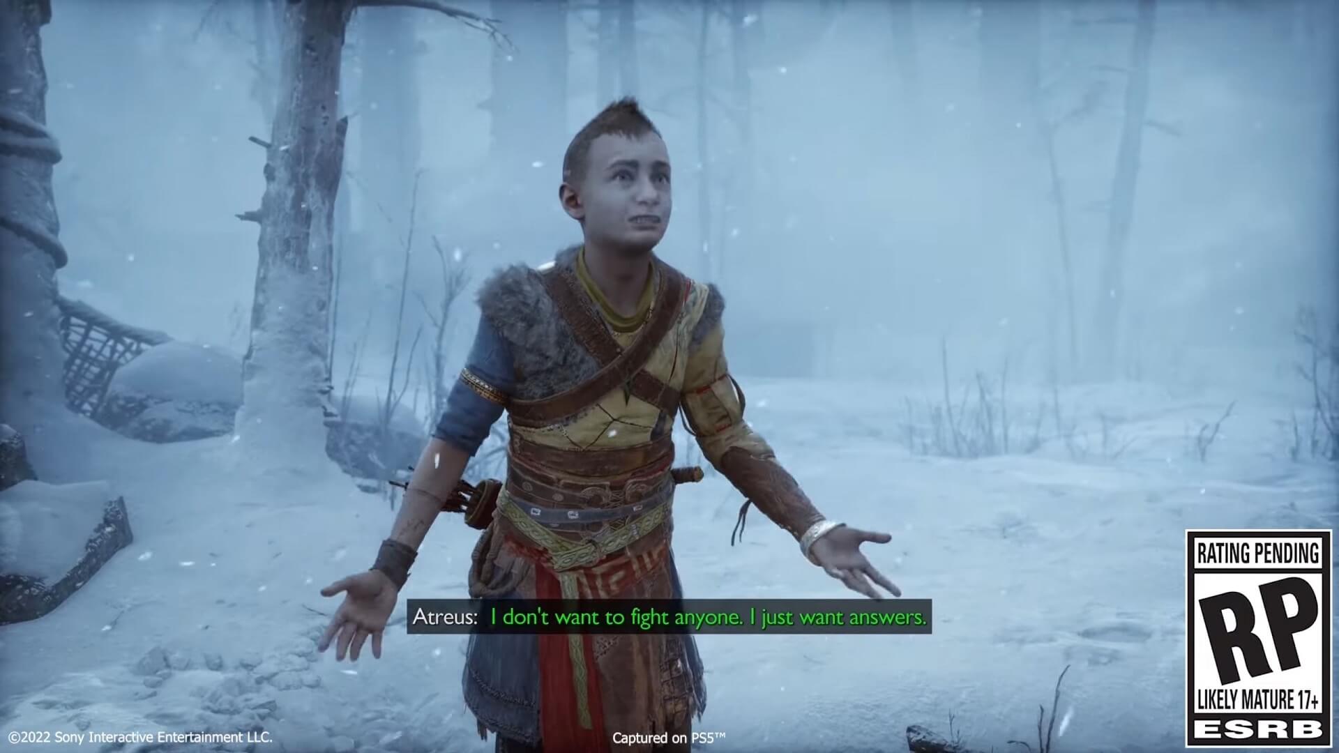 Atreus talking and demonstrating the God of War Ragnarok accessibility options
