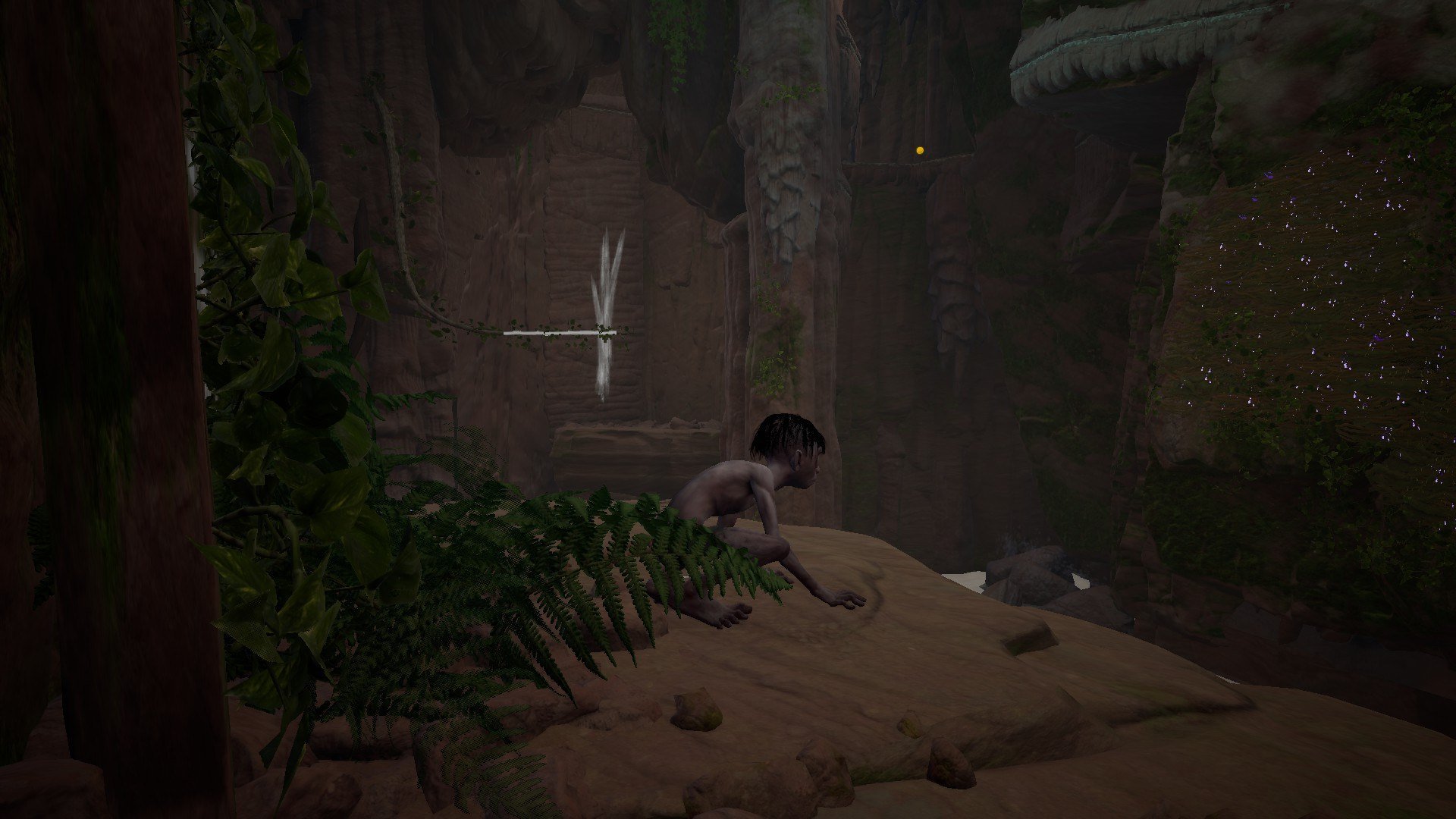 Gollum screenshot showing a splitting path amongst the trees and rivers. 