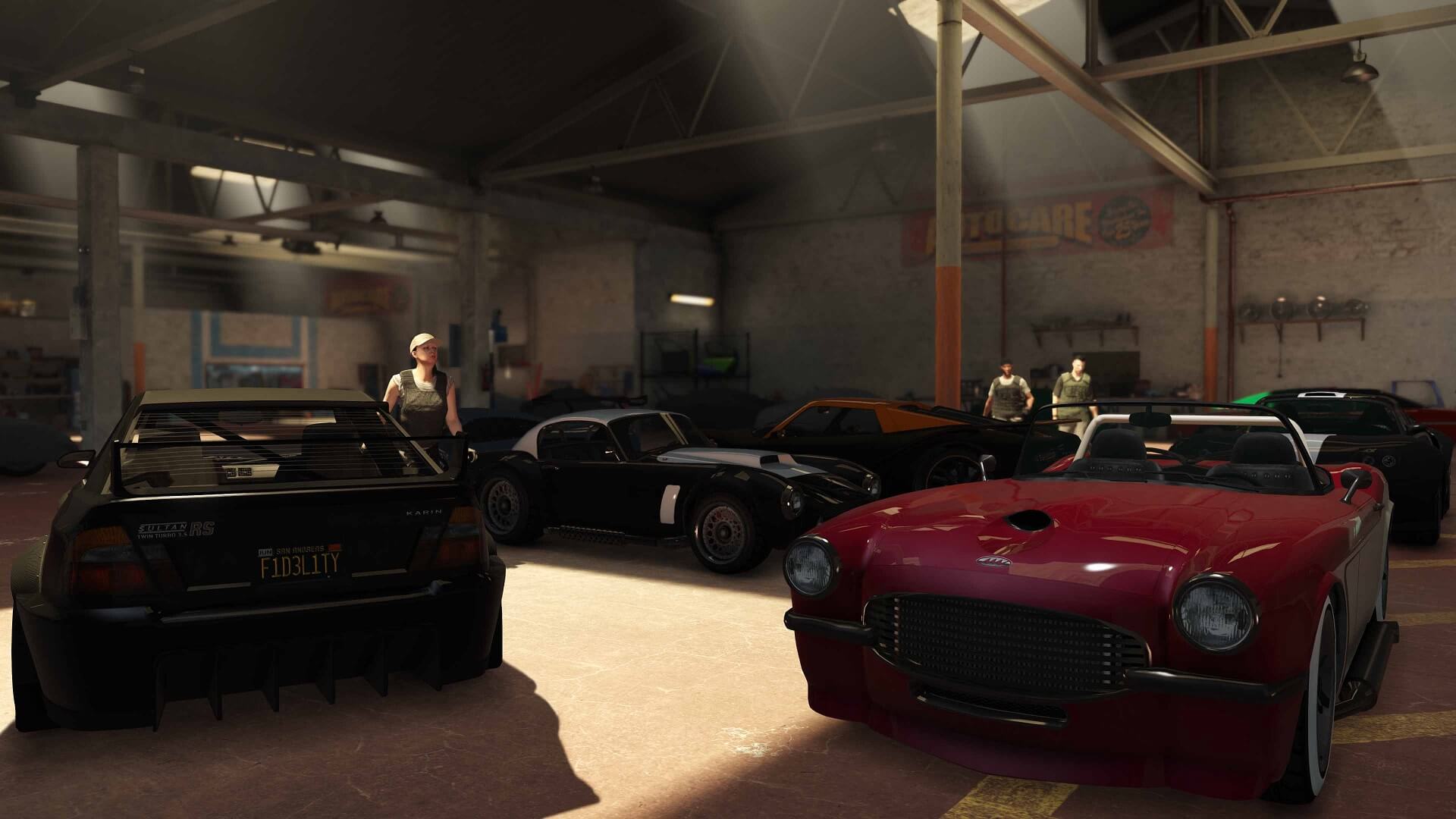 A group of players stood around with their cars in GTA Online, which could inform the content delivery of Grand Theft Auto 6