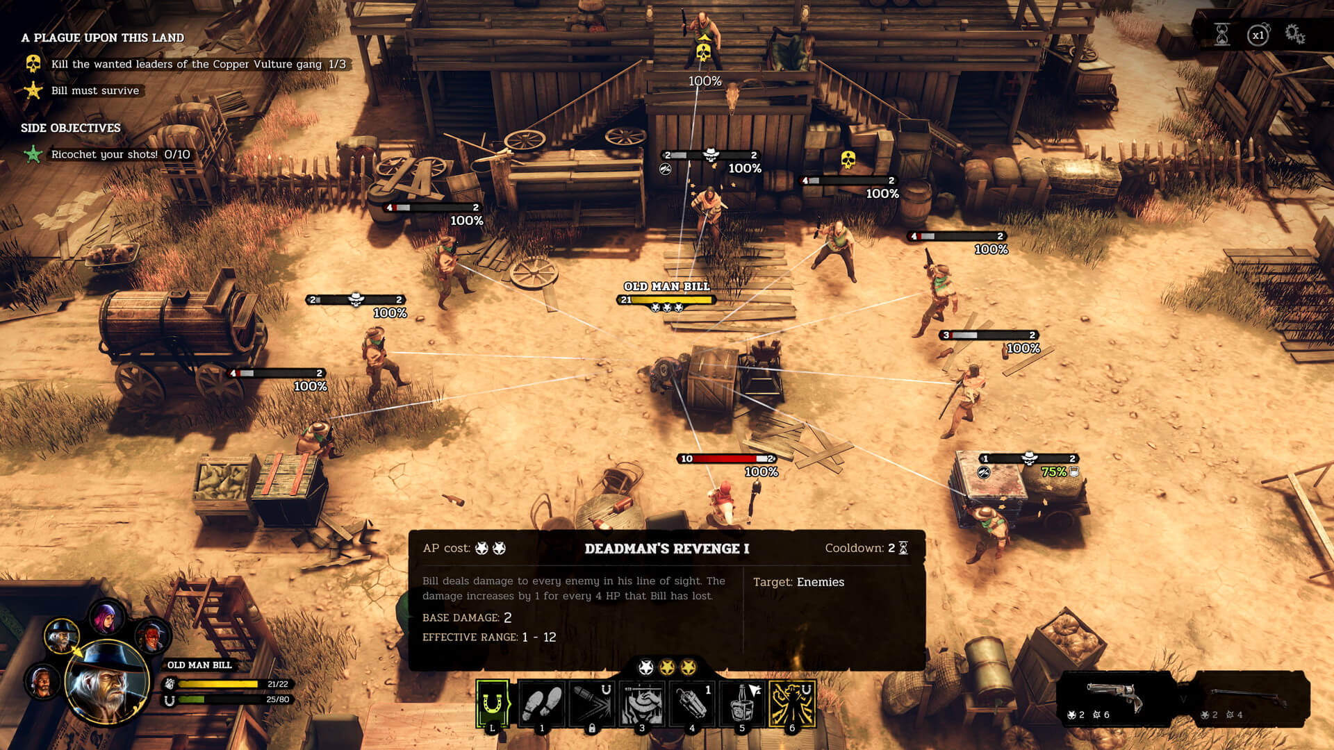 A daytime tactical battle in Hard West 2