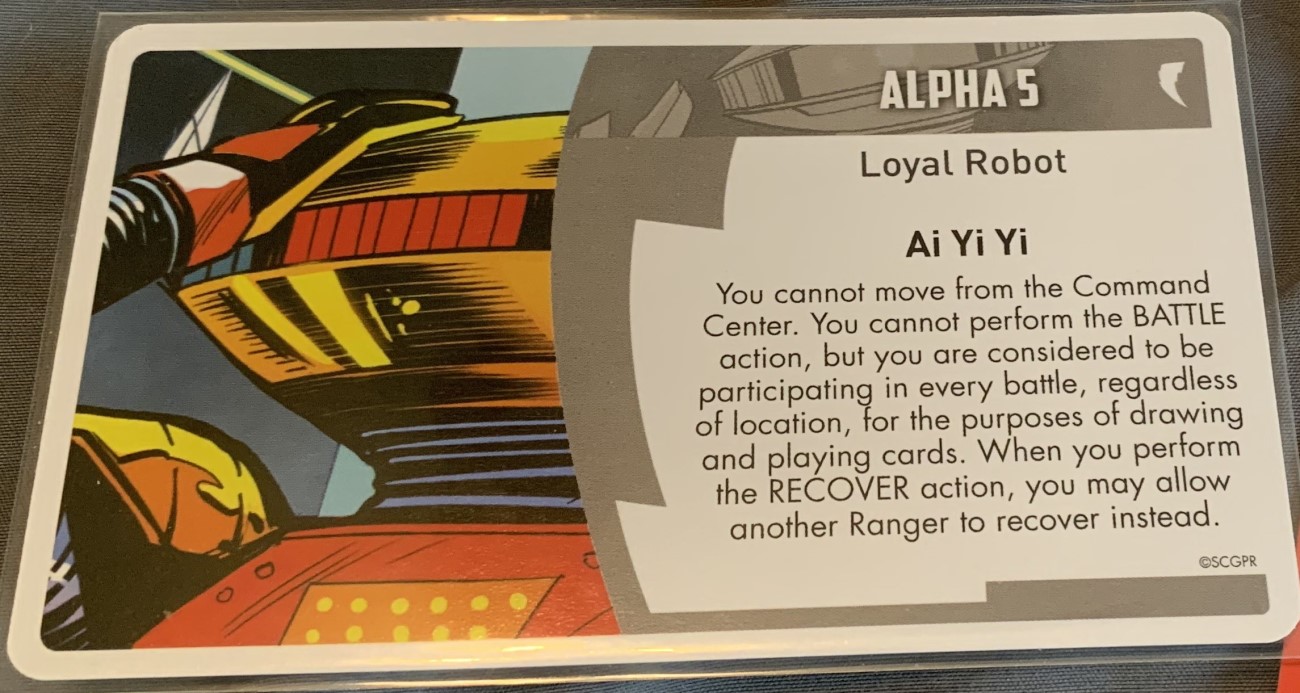 A close up of Alpha 5's Character Card