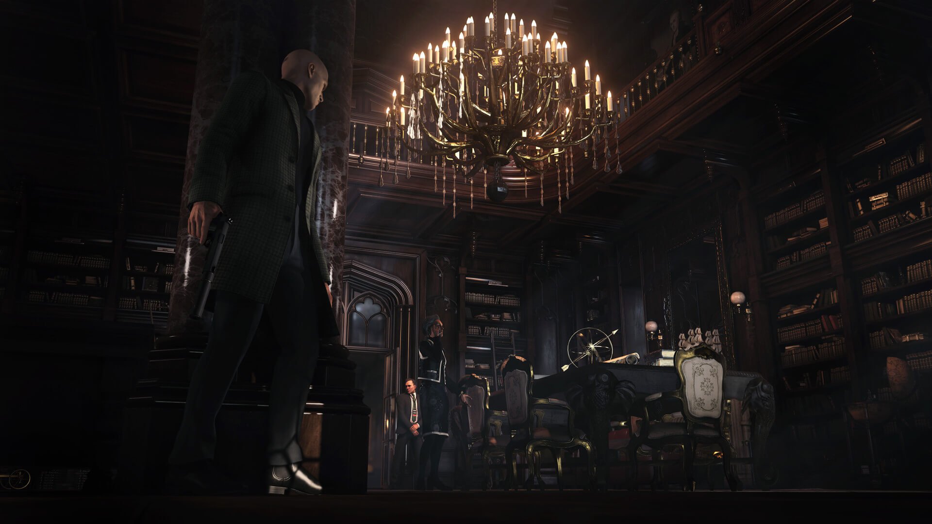 Hitman 3 Freelancer release date screenshot shows off Agent 47 about to take down a bunch of people.