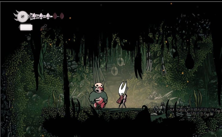 Hornet chatting to an NPC in Hollow Knight: Silksong