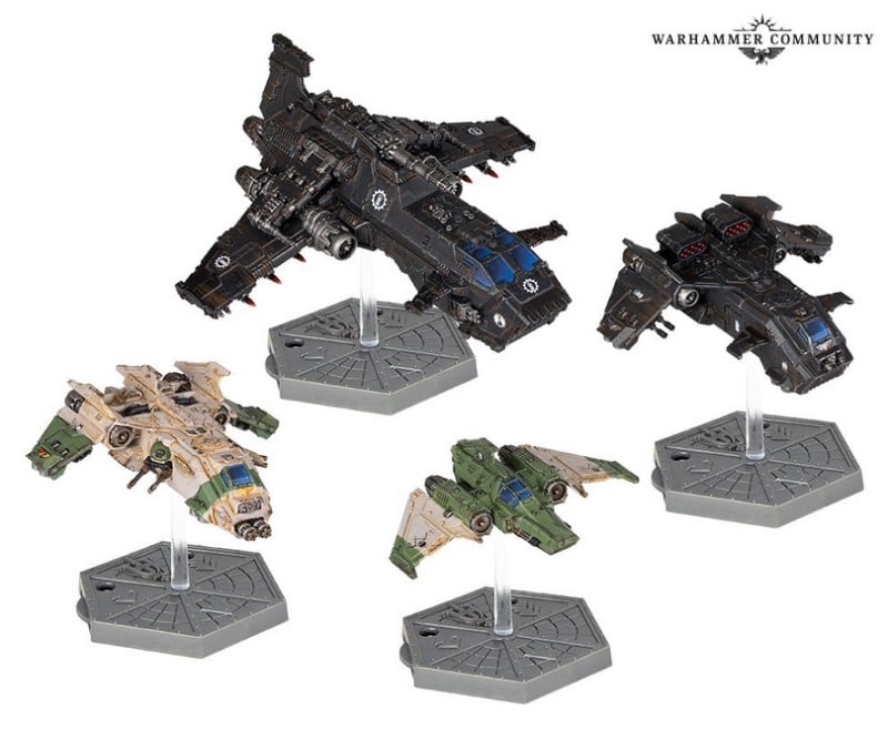 A collection of ship models from Horus Heresy Aeronautica Imperialis