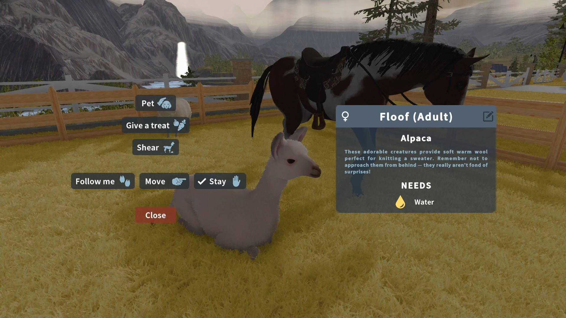 House Flipper Animals Guide - Animal Interaction Menu Floof the Alpaca
