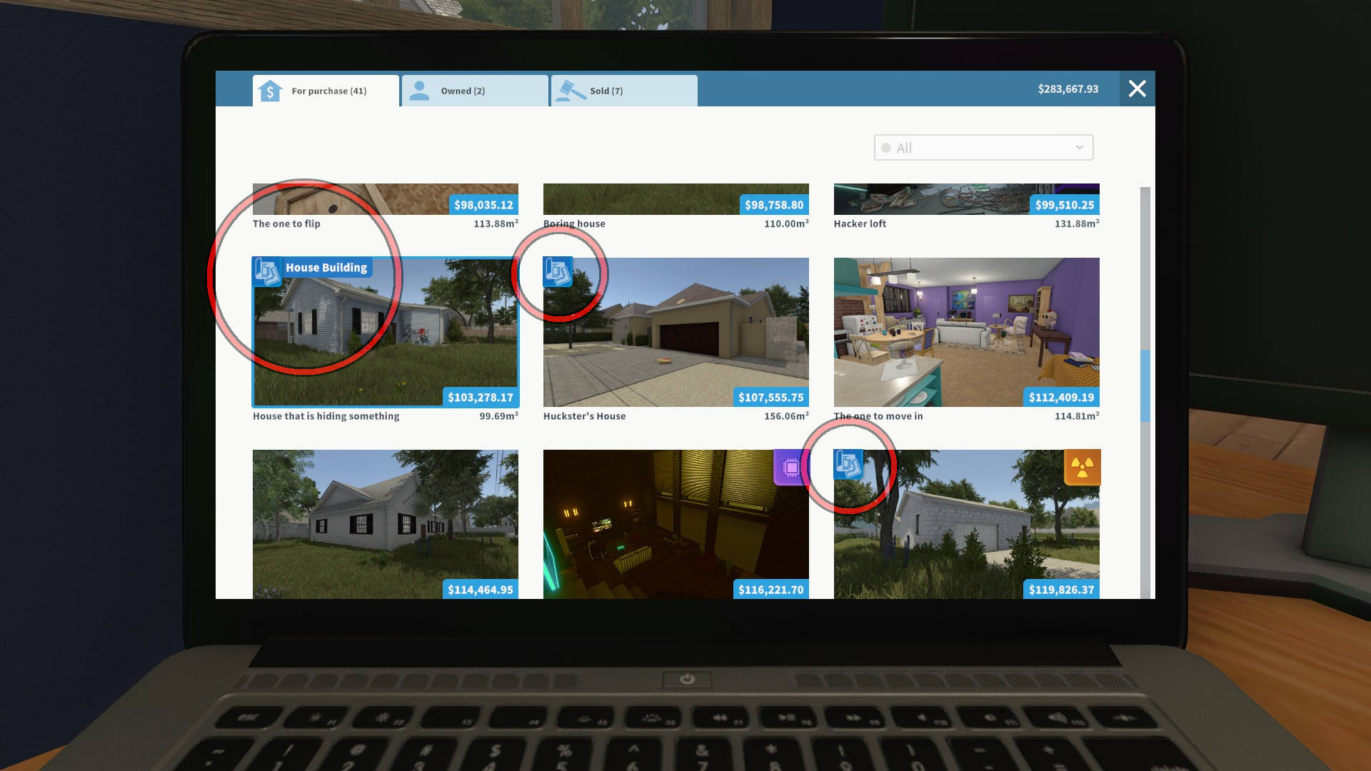 House Flipper Building Guide - House Building Icon in the Laptop Browser Shows You Where You Can Use the Architect Tool