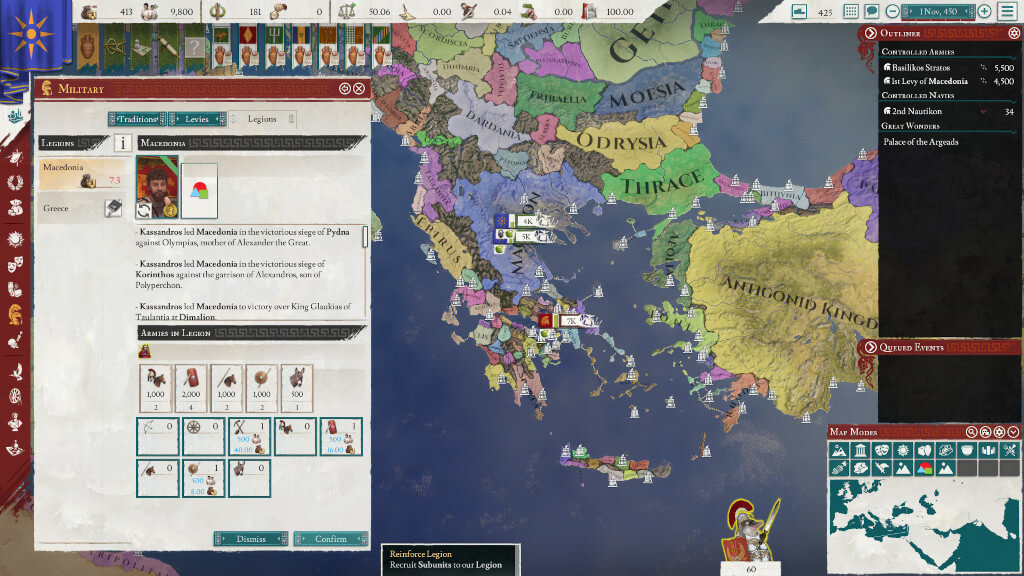 The new Levies and Legions interface in the Imperator: Rome Marius update