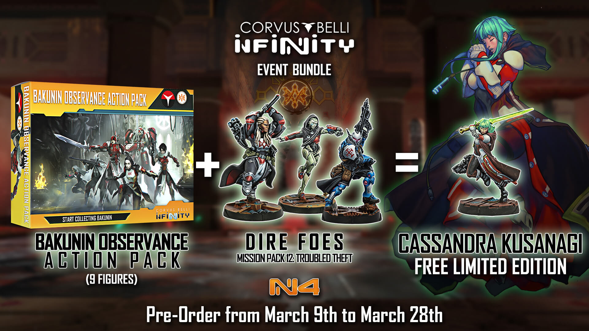 The 3 products included in the Infinity Bakunin Observance preorder bonus window.