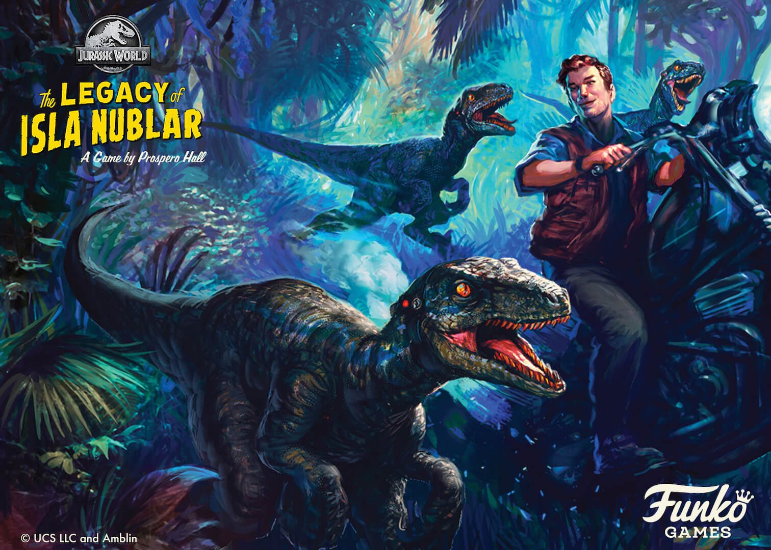 Owen Grady rides along with his Raptor pals in this exclusive preview image from Jurassic World: The Legacy of Isla Nublar