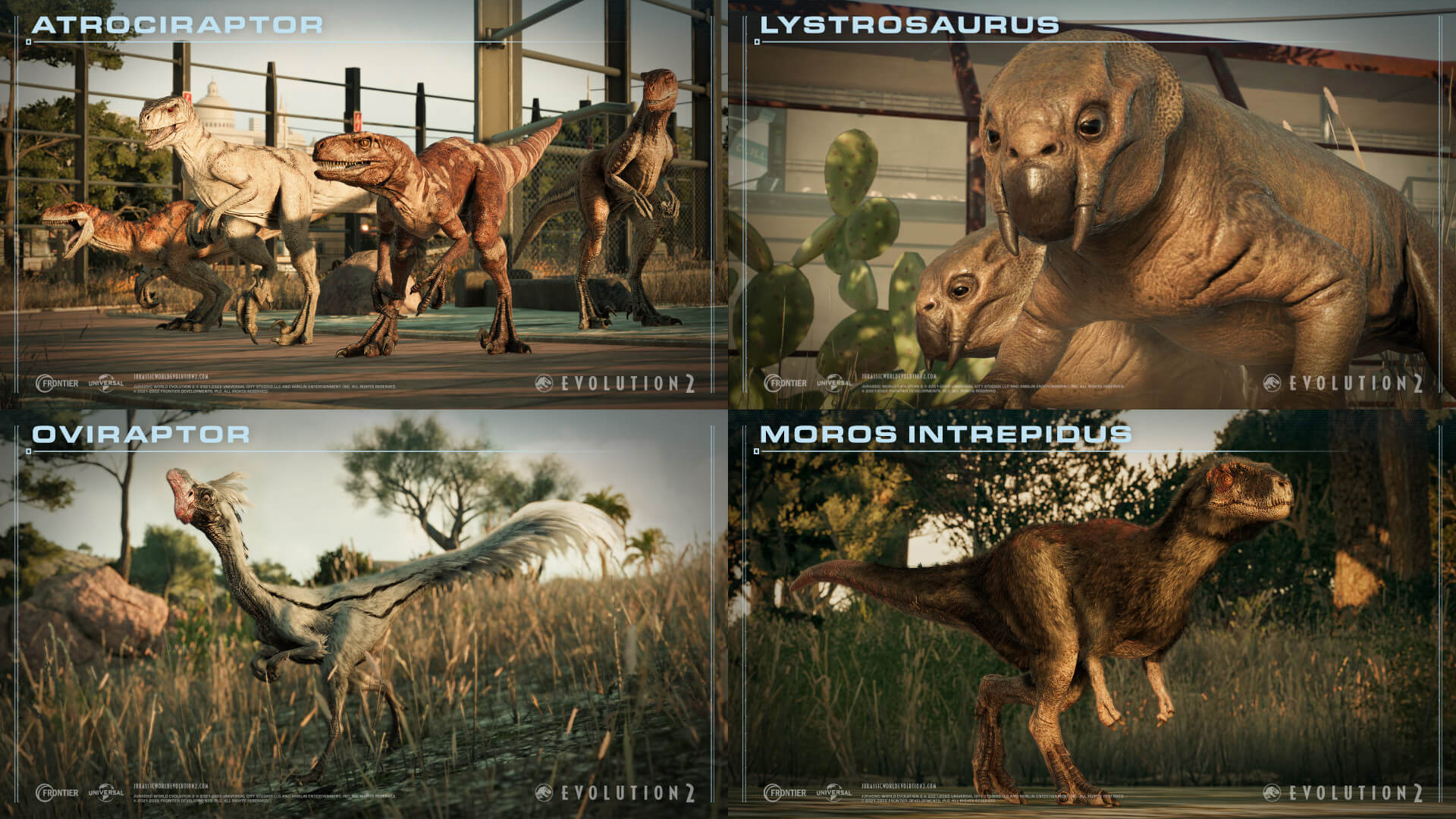 The four new dinos that are part of the Jurassic World Evolution 2 DLC Dominion Malta