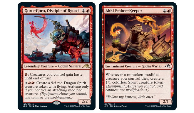 Two new cards mentioning modified creatures in Kamigawa Neon Dynasty