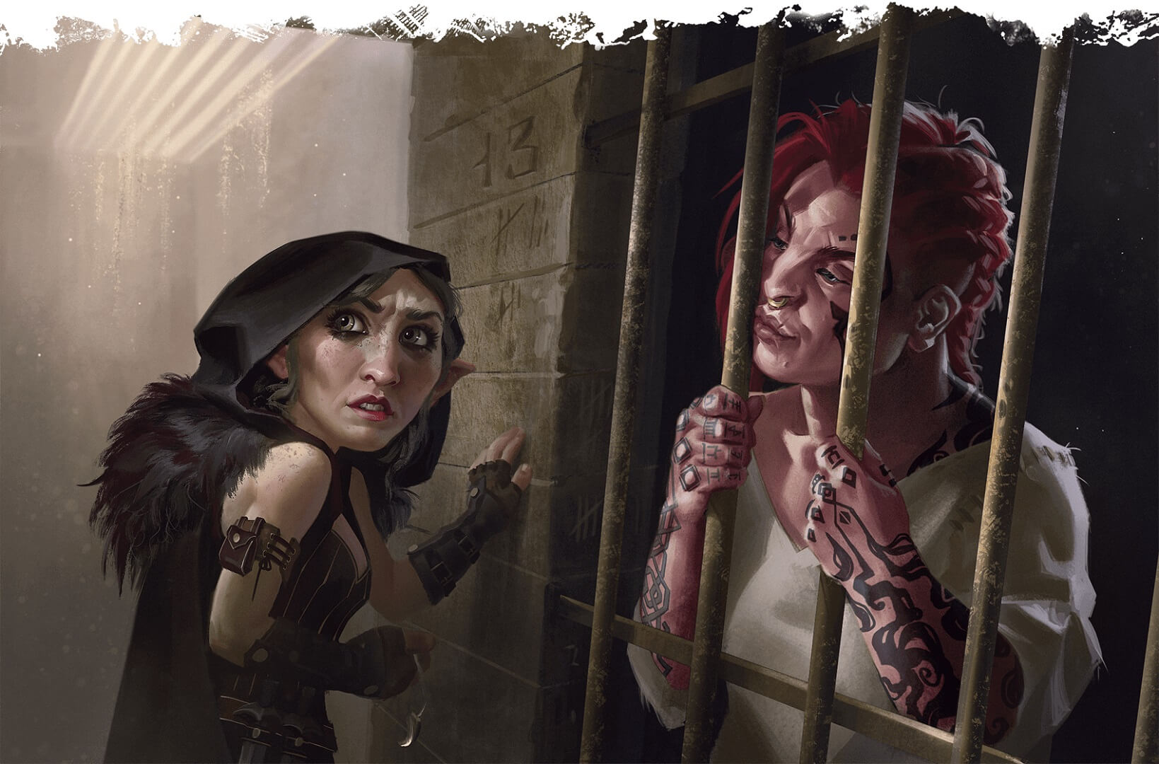 A party member meeting Prisoner 13 in their titular adventure in Keys From The Golden Vault