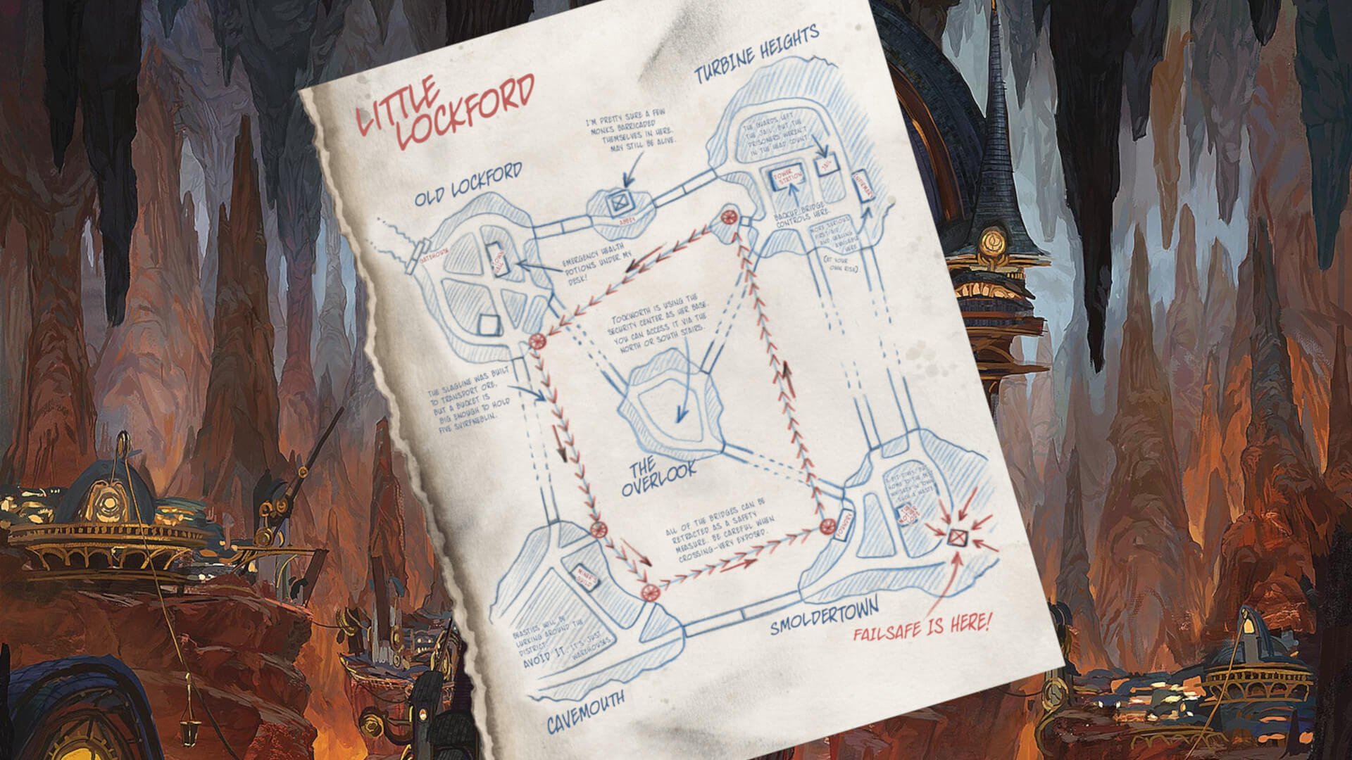 A hand drawn map used in Keys From The Golden Vault 