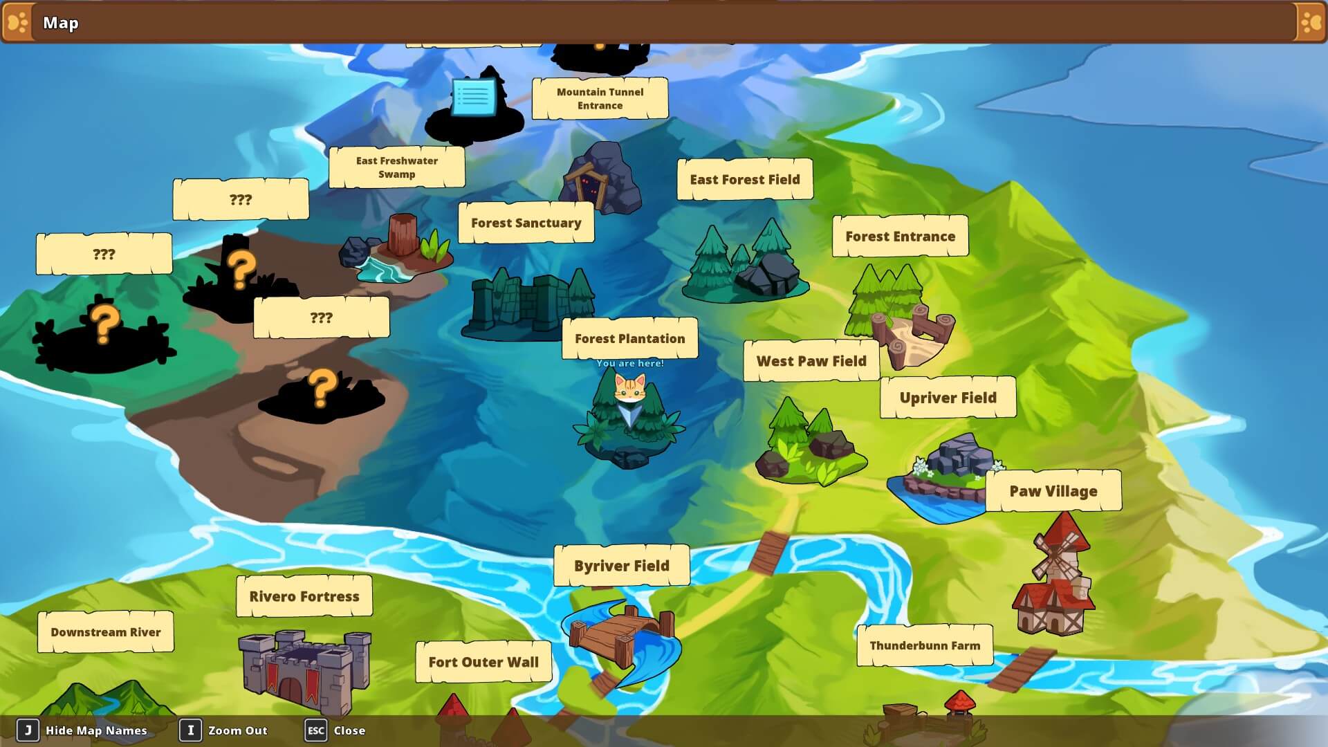 A screenshot showing the map screen