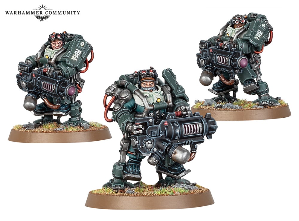 The Leagues of Votann Brôkhyr Thunderkyn wield heavy weaponry on the battlefield. Image: Games Workshop